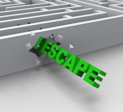 escape in green letters