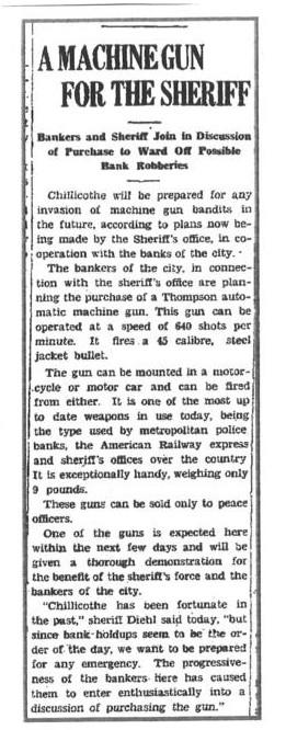 article from old newspaper "a machine gun for the sheriff"