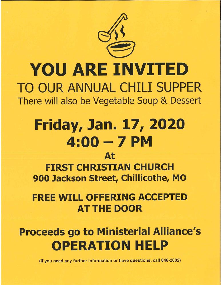 Operation Help Chili supper 2020 flyer