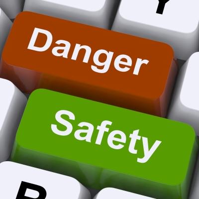 Danger and Safety keycaps for a keyboard