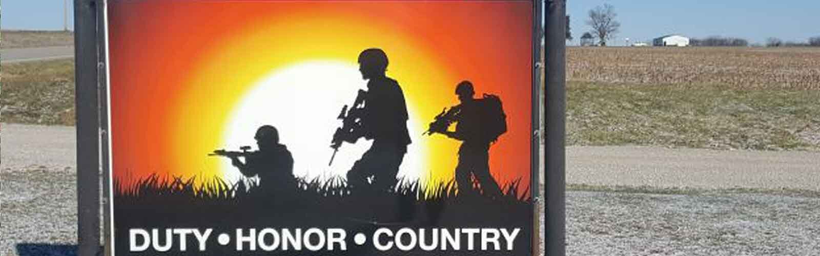Duty, Honor, Country sign